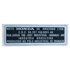 Etiqueta Do Chassi MOTO HONDA DA AMAZÔNIA LTDA. / C.G.C. 04.337.168/0001-48