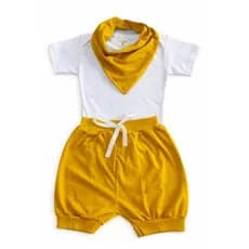 Conjunto Bebê 3 Peças Body Shorts Bandana