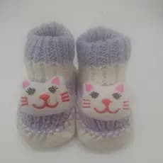 Meia Pantufa Bebês gatinho Tricô Lã