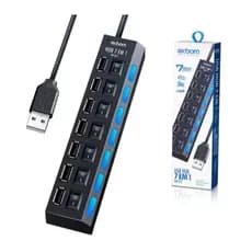 Hub 7 Portas Usb 2.0 Switch e Led Indicador Exbom - UH-2S7