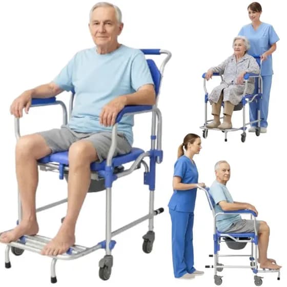 Cadeira Para Banho idoso Adulto Até 150Kg Em Alumínio Assento de 42cm Sobrevaso Higiênica