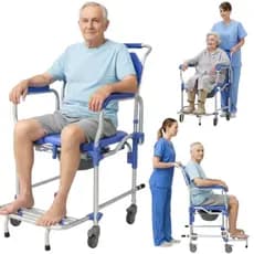 Cadeira Para Banho idoso Adulto Até 150Kg Em Alumínio Assento de 42cm Sobrevaso Higiênica