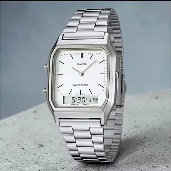 [280] Relógio Feminino Digital Analogico MINI pulseira aço lindo pequeno
