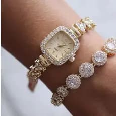 [4300]Relógio Feminino Diamond Elegance Luxo Quartzo Pulseira com Pedras Brilhantes