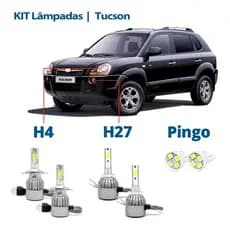 Kit Lâmpadas Tucson 2006 2007 2008 2009 2010 2011 2012 2013 Super Led 6000k 7200 Lumens C6