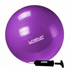 Bola de Pilates 55Cm Roxo Anti Estouro + Mini Inflador Pilates Yoga - Liveup Sports