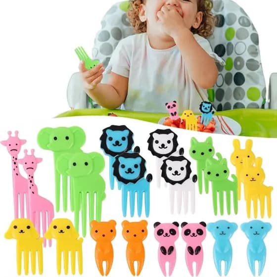 Kit 10 Garfos de Petisco em forma de animal Para Frutas Palitinho Cores garfos de plástico para lanches 10 garfos