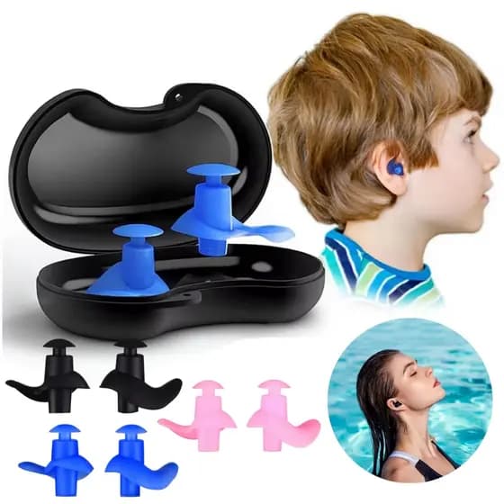 Protetor de Ouvido para Natação em Silicone Flexível, Tampão Auricular - Adulto e Infantil