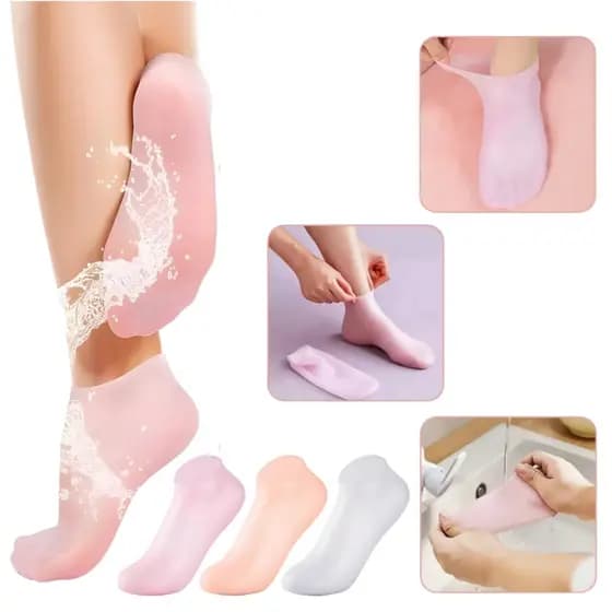 kit 1/2/3 Par Meias Cuidados Com Pés Spa Uso Doméstico Silicone Calcanhar Gel Hidratante Pele Protetores Anti Rachadura