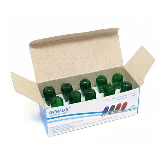 10 Lâmpadas T10 Esmagada Verde Pingo 5w 12V Inmetro Barato Custo Benefício Lanterna Meia Luz Farolete Luz de Presença