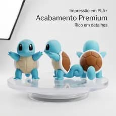 Squirtle Pokémon 3D em PLA+ Boneco Decorativo Geek Colecionável Impressão 3D Premium