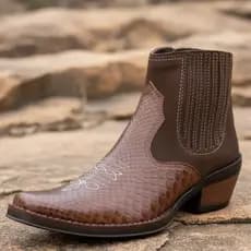Bota Country Masculina Couro Legitimo Botina Solado Costurado Salto Carrapeta Botinha Cavalgada Rodeio Texana 3331
