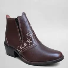 Bota Country MAsculina Marca Campolina Botina Com Zíper Couro Legítimo Botina Estilo Montaria Vaquejada Cavalgada 3536