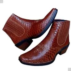 Botina Country Estilo Cowboy Bota em Couro de Boi Legitimo Cor Marrom Anaconda Vaqeujada Rodeio 3331