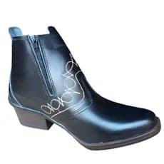 Bota Country Cowboy Texnana Com Ziper Couro Legitimo Solado Costurado Botina Botinha Cor Preta 3536