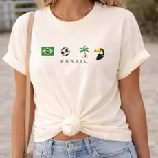 Camiseta Torcedora Brasil Copa 2026 Feminina Camisa Brasileira Estilosa Estampa Brazil Casual Tumblr Dia a Dia
