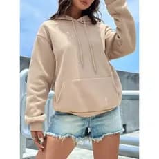 Moletom Feminino com Capuz e Bolso Canguru Liso Blusa de Frio Inverno envio imediato
