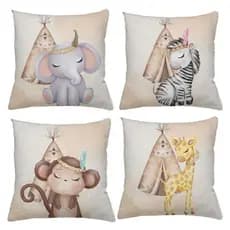 KIT COM 4 CAPAS DE ALMOFADAS PERSONALIZADAS, SAFARI, FOFO, HAKUNA MATATA