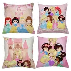 KIT 4 CAPAS DE ALMOFADAS PRINCESAS CUTE DISNEY TAMANHO 45X45