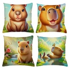 Kit com 4 Capas De Almofadas personalizadas, capivara, fofa, decoração