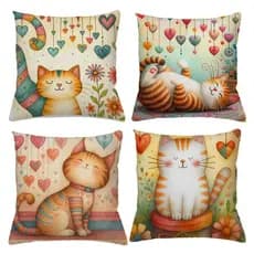 KIT 4 CAPAS DE ALMOFADAS GATINHO FOFO TAMANHO 45X45
