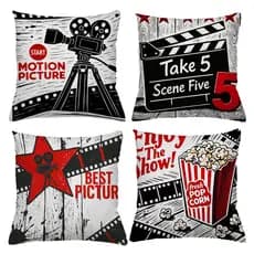KIT 4 CAPAS DE ALMOFADAS CINEMA FILME TAMANHO 45X45