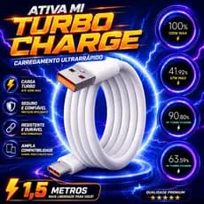 Cabo Turbo 120w 67w 33w 6A Tipo C Ativa Mi Turbo Charge 1,5m