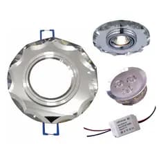 Luminaria Spot Led 3w de Embutir Acabamento Espelhado em Vidro Branco Frio