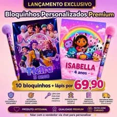 Bloquinho Personalizado + Mini Lápis - TODOS OS TEMAS  - perfeito para lembrancinha