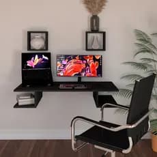 Mesa Suspensa Computador + 2 Nichos de Parede/Escritório Mesa De Estudo Perfeita Para Espaços Pequenos Em MDf