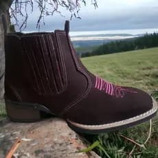 Botina Bota Feminina Masculina Texana Country Couro Legitimo Bico Cano Curto Butina Sapato Luxo