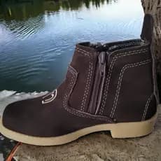Bota Botina Couro Legítimo Zíper Masculina Feminina Infantil Adulto Kids Confortável Resistente