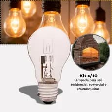 Empalux Kit 10 Lâmpadas Halógenas 100W E27 Bivolt Luz Quente Alto Brilho Uso Profissional