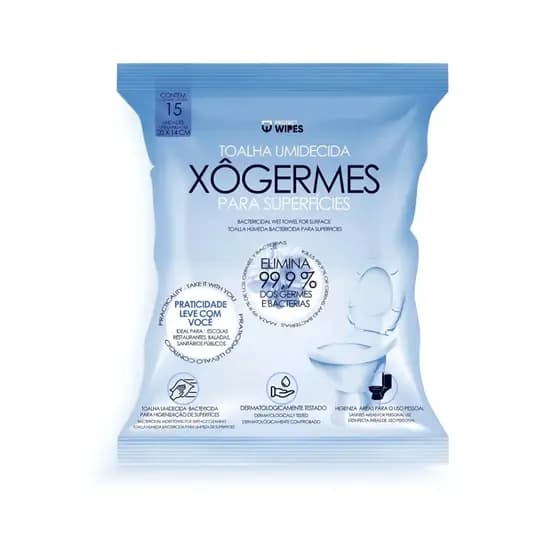 Toalha Umedecida Xô Germes Para Superfícies Protect Wipes 15 Unidades