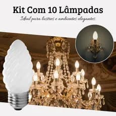 Empalux Kit 10 Lâmpadas Vela Torcida 25W E27 127V Fosca Luz Quente Clássica Para Lustres