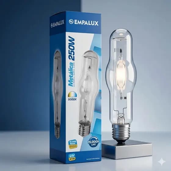 Empalux Lâmpada Vapor Metálico 250W E40 5000K Branco Neutro Alta Performance Industrial