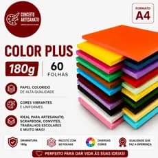 Papel Color Plus Varias Cores A4 180g 60 Folhas