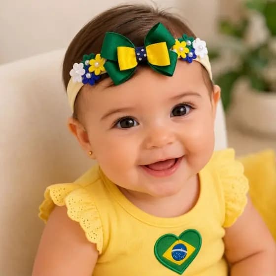 Faixinha Infantil Brasil Floral,faixinha copa 💚💛💙🌼