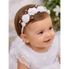 Tiara Infantil Pará Batizado, Daminha de Honra- Dourado e Branco ✨️