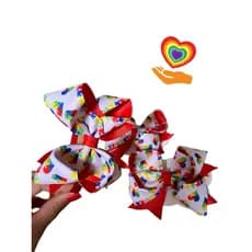 Laço de Cabelo Infantil Vermelho Espectro Autista TEA