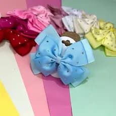 Kit com 6 Laços de Cabelo Infantil Strass Brilhoso Meninas