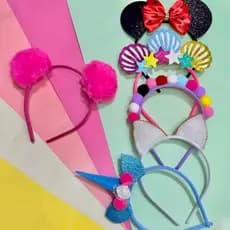 Kit com 6 Tiaras Infantil Menina Fantasia Temáticos Cores Sortidas