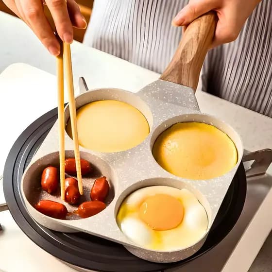 Frigideira 4 Em 1 Antiaderente Sem Óleo Preparo de Panquecas Ovos Hambúrgueres Tudo ao mesmo tempo
