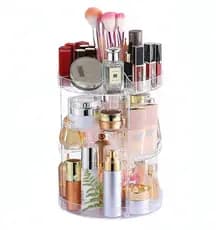 Organizador Giratório 360° Maquiagens Skincare Acessórios em Acrílico Transparente Prático Compacto Multiuso