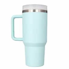 Copo Térmico Grande 1200 Ml Canudo Parede Dupla Água Suco Café Ideal p/ Academia Trabalho Lazer Passeios  - Azul Claro