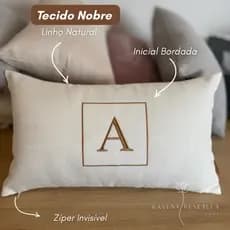 Almofada 1 Inicial Bordada Com Enchimento Personalizada Linho Cama Posta Casa Decoração Presente