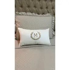 Almofada Personalizada Inicial Bordada Monograma Com Enchimento 50x30 Baguete Cama Posta Linho