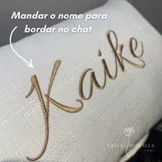 Almofada Com Enchimento Bordada Personalizada Nome Baguete 50x30 Linho Veludo Cama Posta
