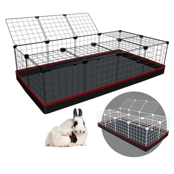 Cercado Pet para Porquinho da Índia Coelho com Teto e Bandeja Higiênica Impermeável 60x120cm