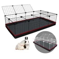 Cercado Pet para Porquinho da Índia Coelho com Teto e Bandeja Higiênica Impermeável 60x120cm